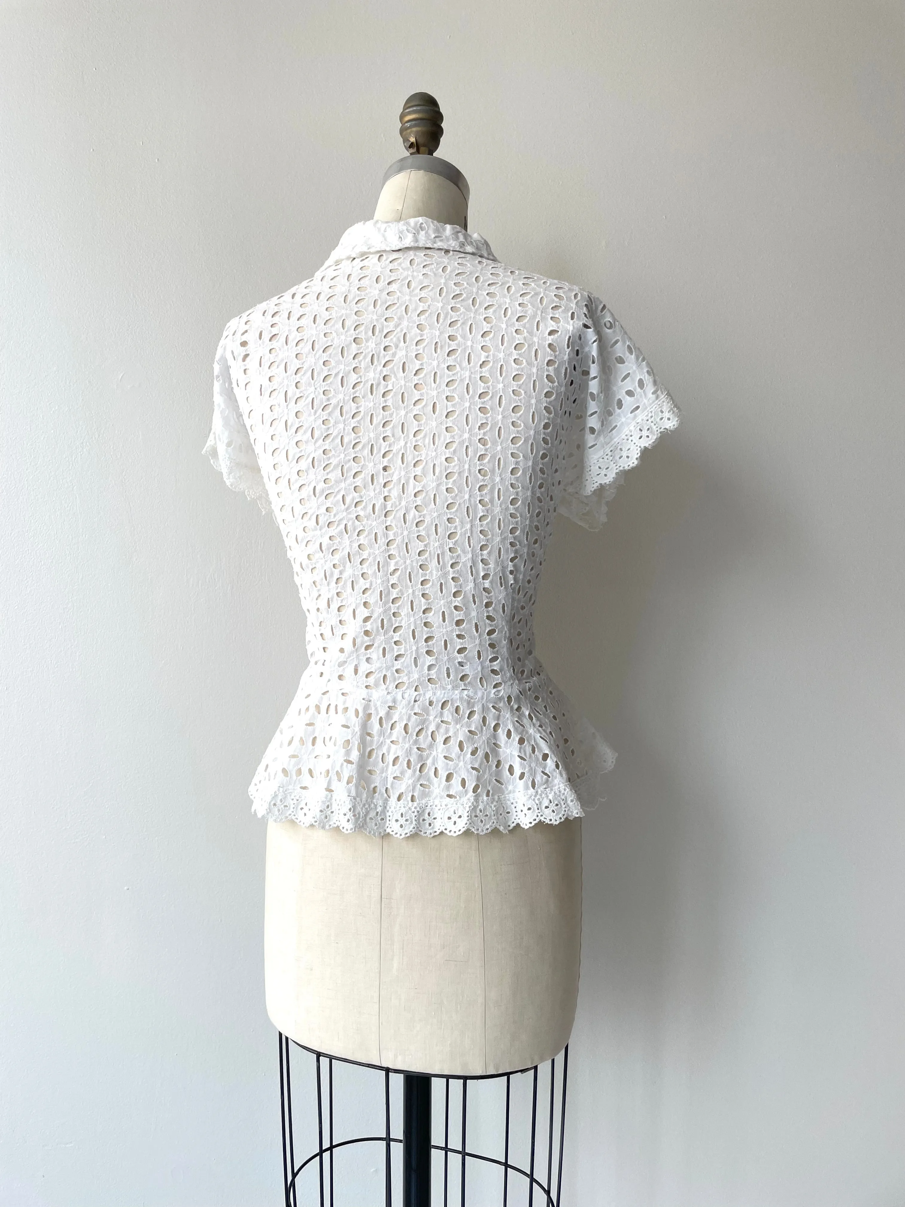 1940s Peplum Eyelet Blouse