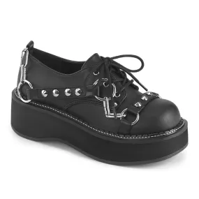 2 Platform EMILY-32 Black Vegan Leather: Classic and chic footwear with a 2-inch platform made from black vegan leather.