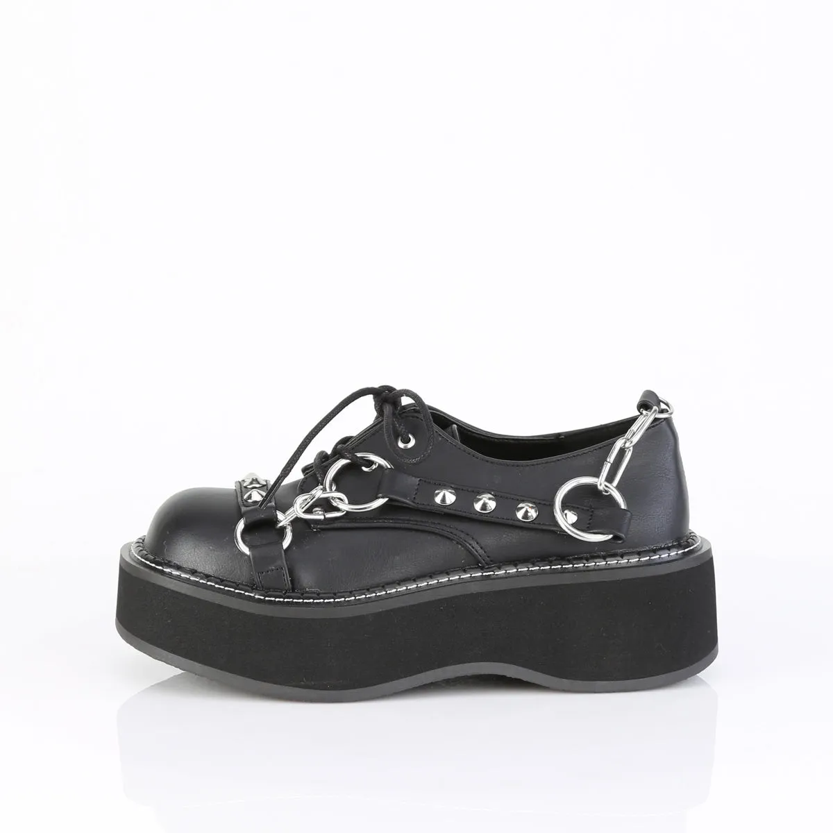 2 Platform EMILY-32 Black Vegan Leather: Classic and chic footwear with a 2-inch platform made from black vegan leather.