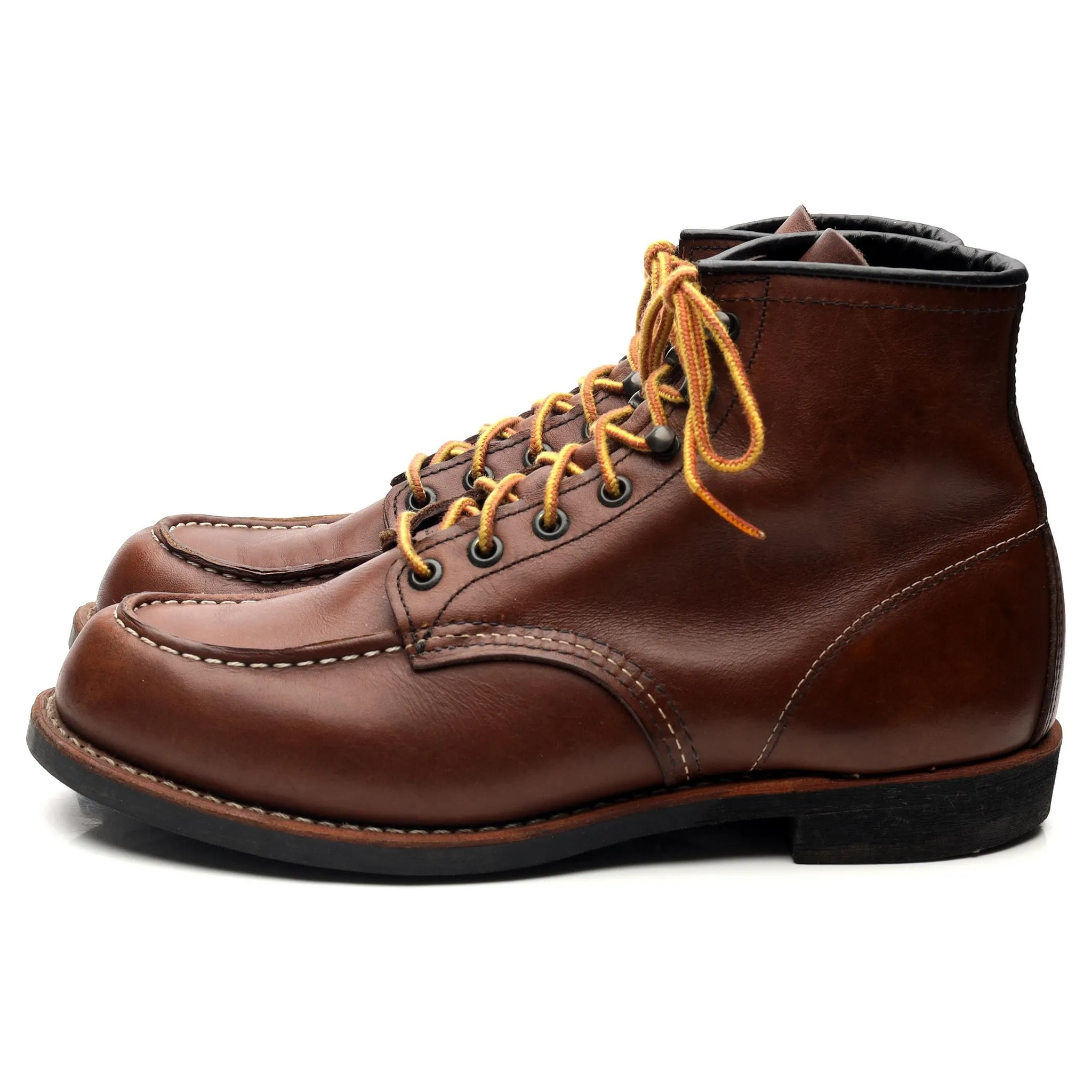 '2954' Brown Leather Moc Toe Boots UK 8 US 9 D