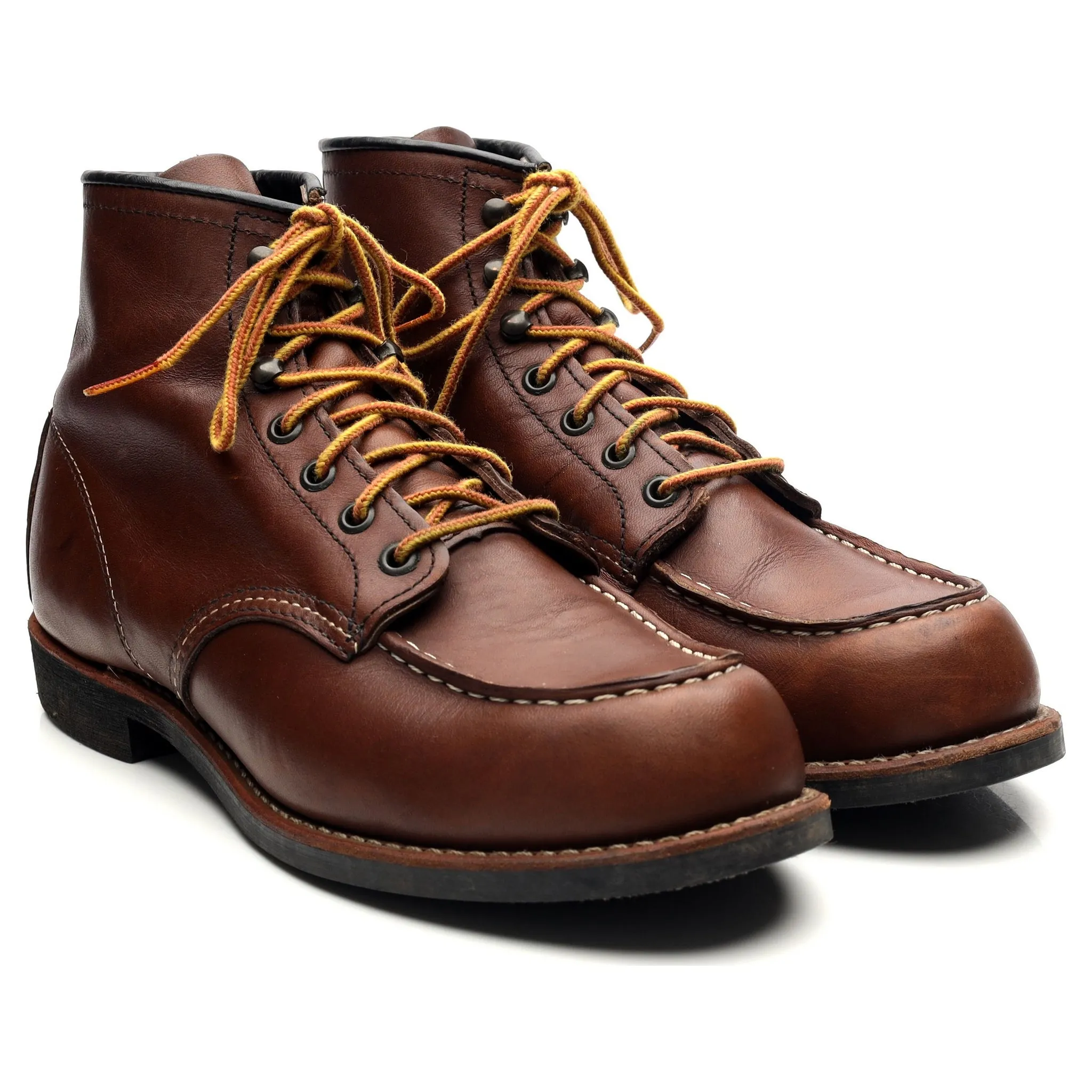 '2954' Brown Leather Moc Toe Boots UK 8 US 9 D