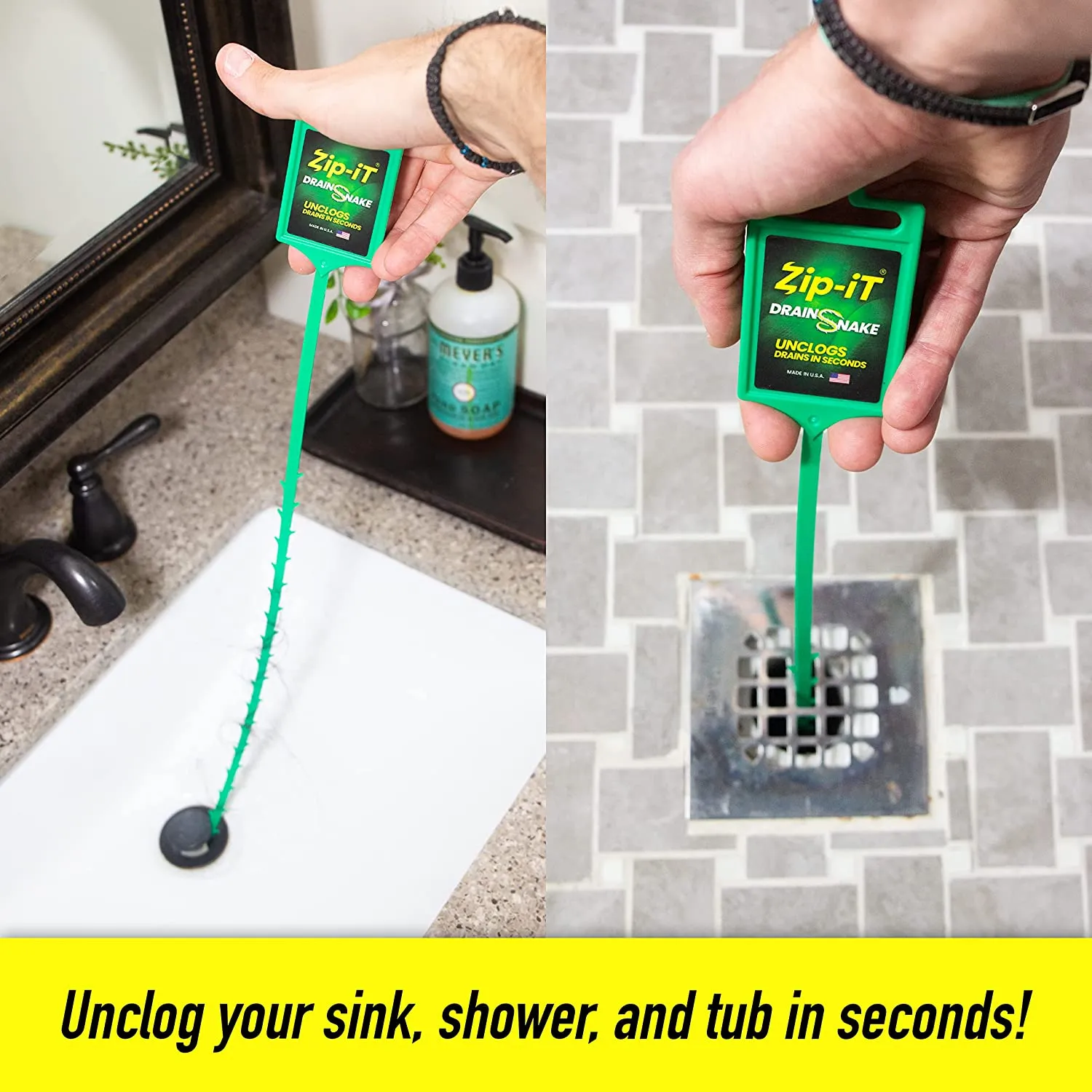 3-Pack Green Snake Drain Cleaner - Made in USA