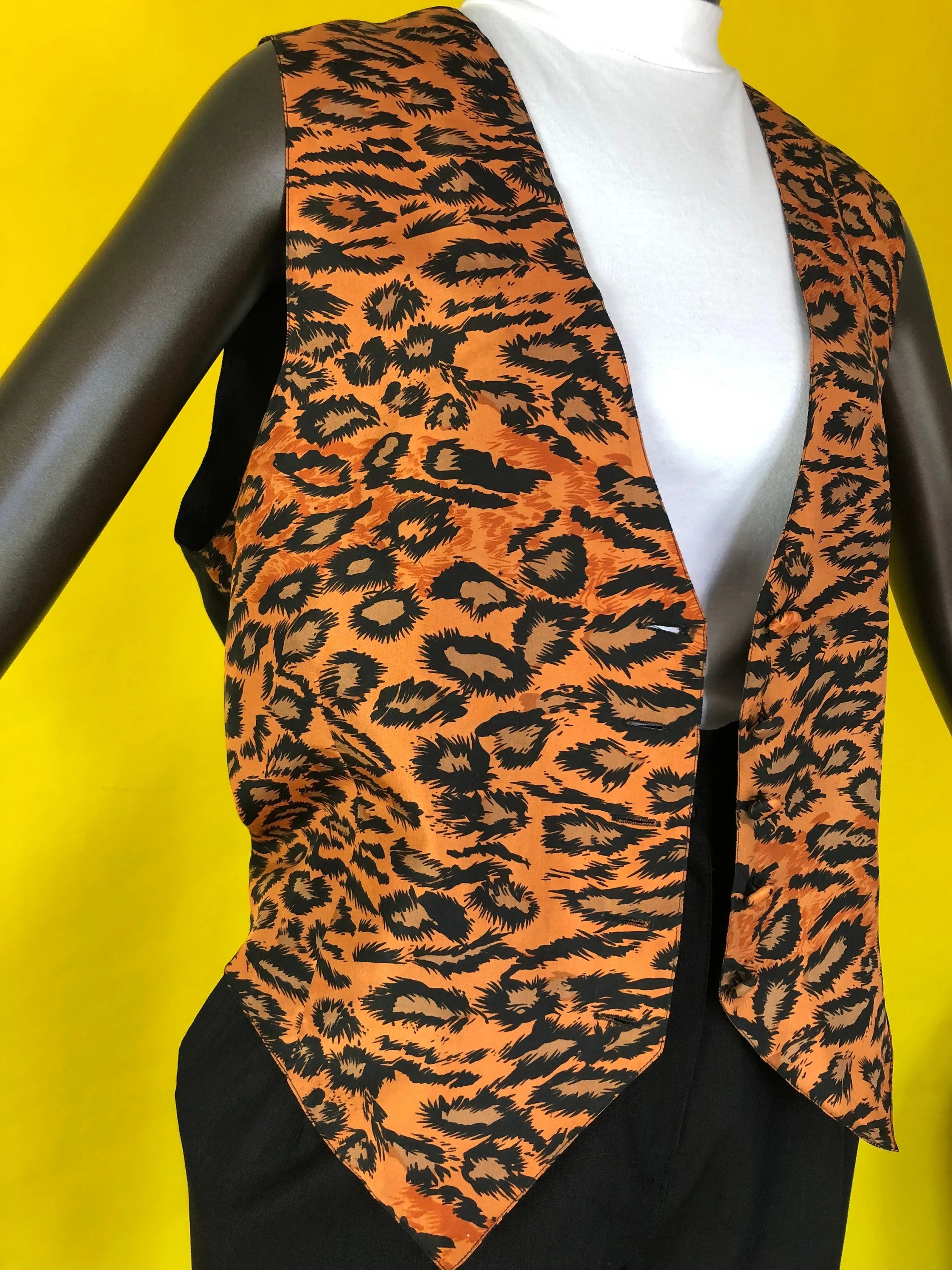 90s Carol Horn Silk Leopard Print Vintage Vest