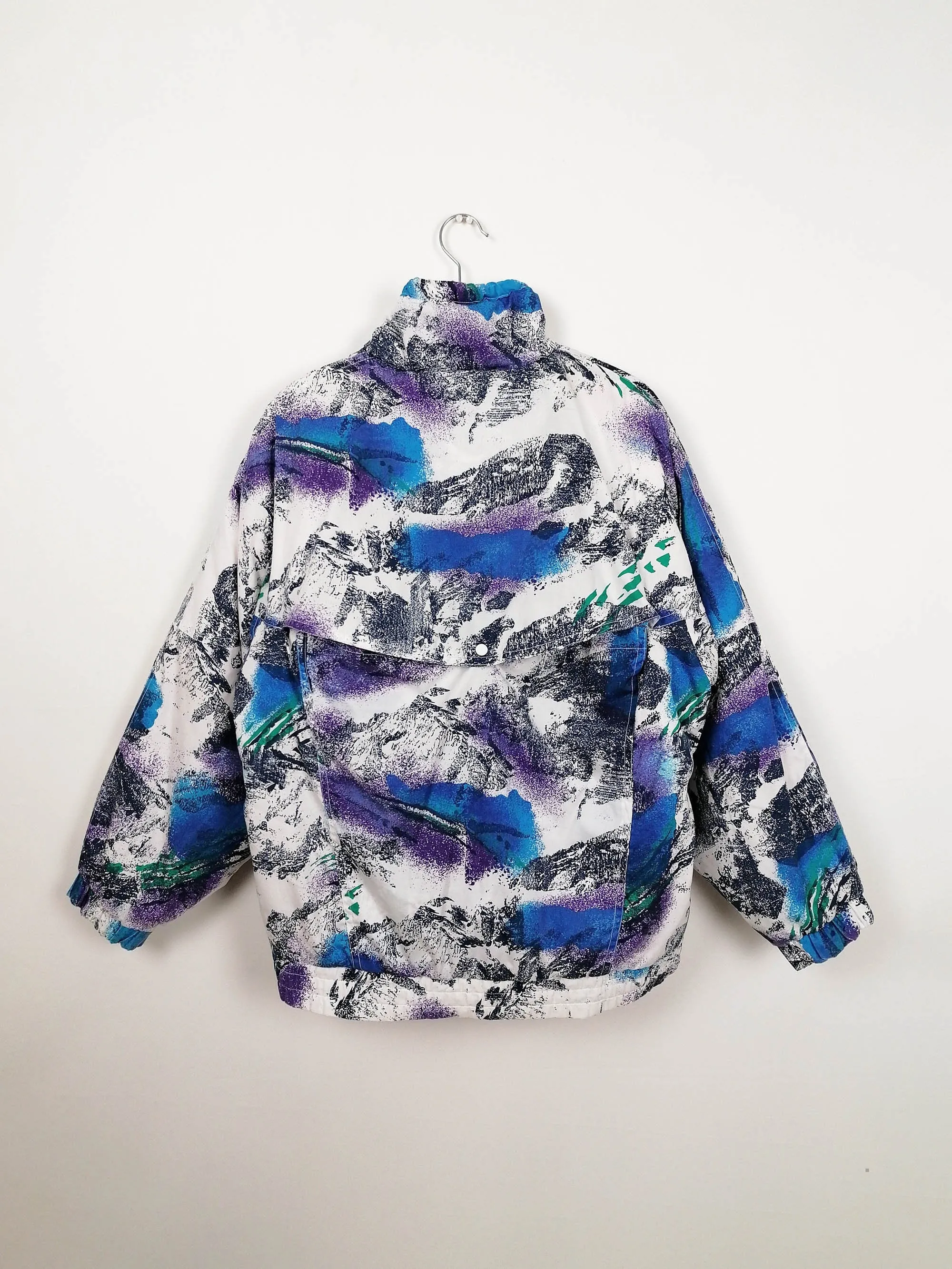 90s ski style retro print winter ski jacket - size L