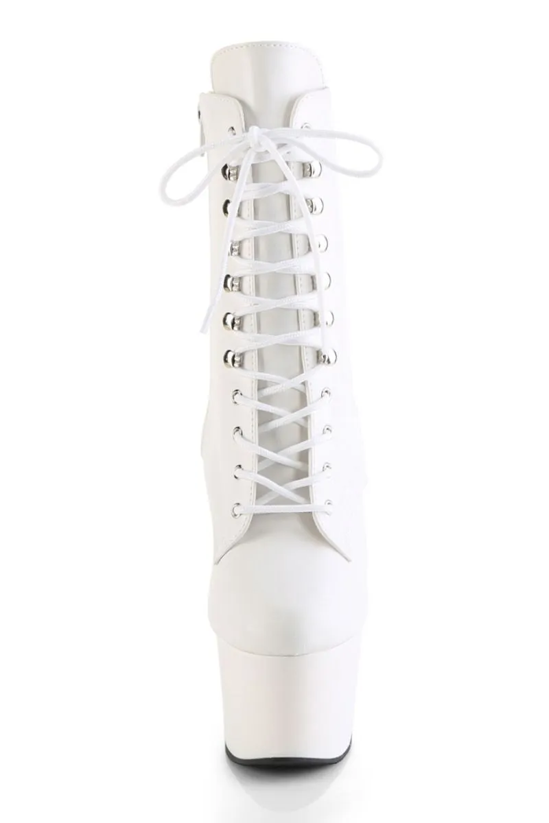 Adore-1020 Matte White 7 inch Pleaser Boots