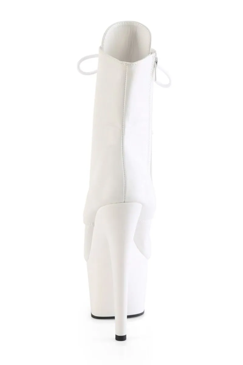 Adore-1020 Matte White 7 inch Pleaser Boots