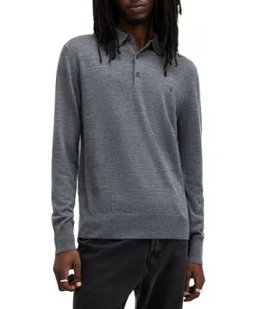 Allsaints Mode Regular Fit Merino Wool Long Sleeve Polo Sweater