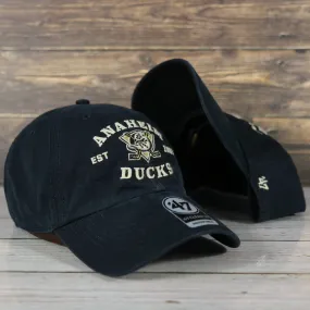 Anaheim Ducks distressed black dad hat baseball cap