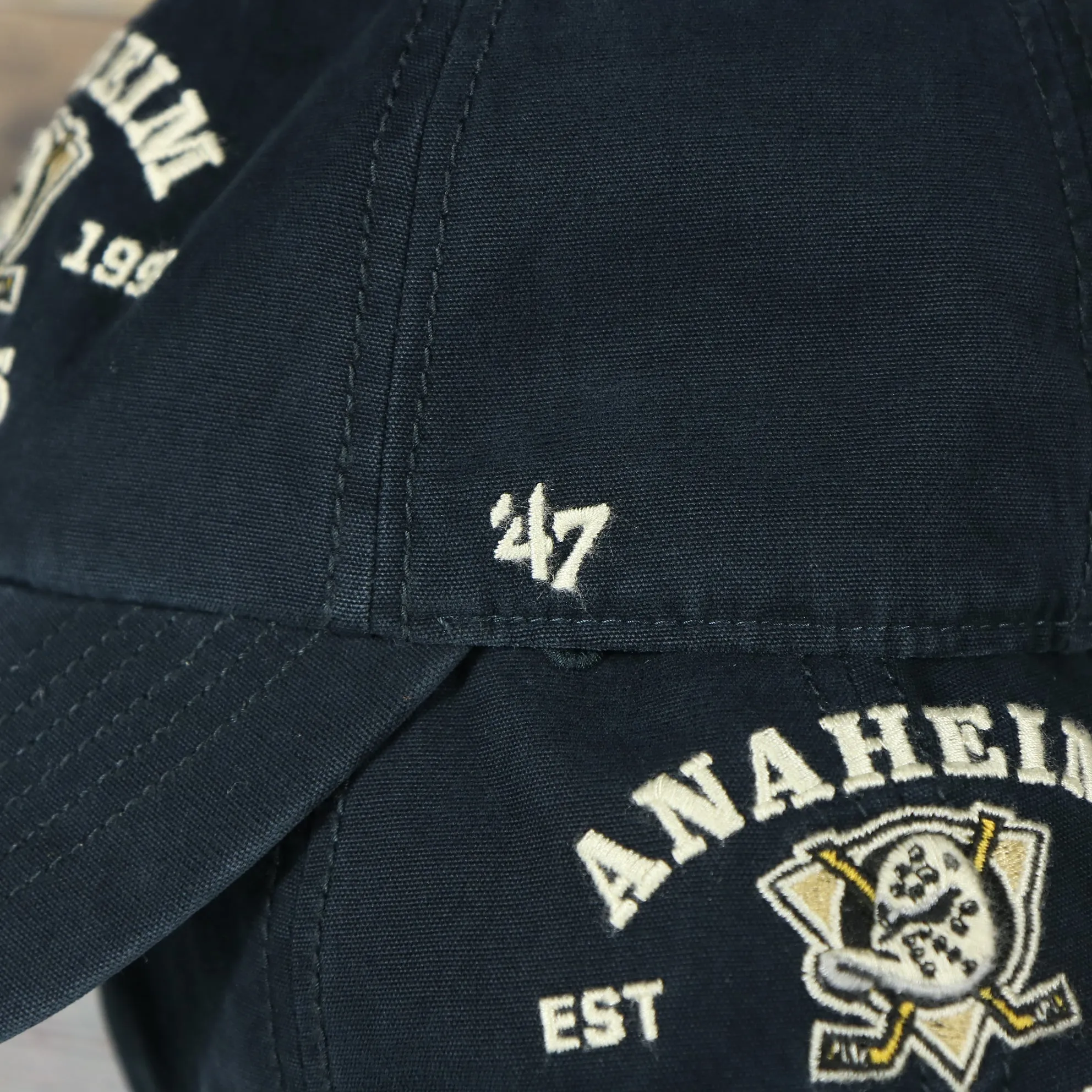 Anaheim Ducks distressed black dad hat baseball cap