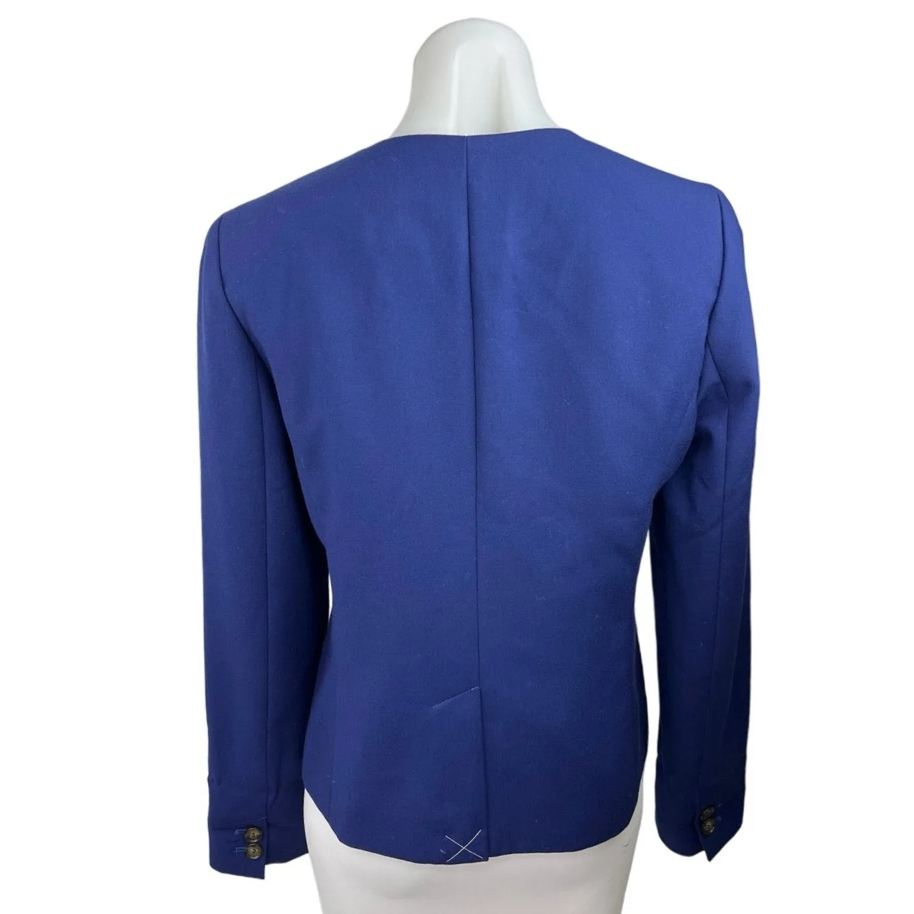 Ann Taylor Loft Blue Long Sleeve V Neck Open Front Career Blazer Coat Jacket 8