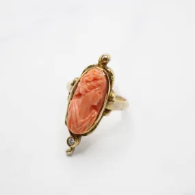 antique coral cameo pinky ring, circa 1890 - Google SEO friendly words result.