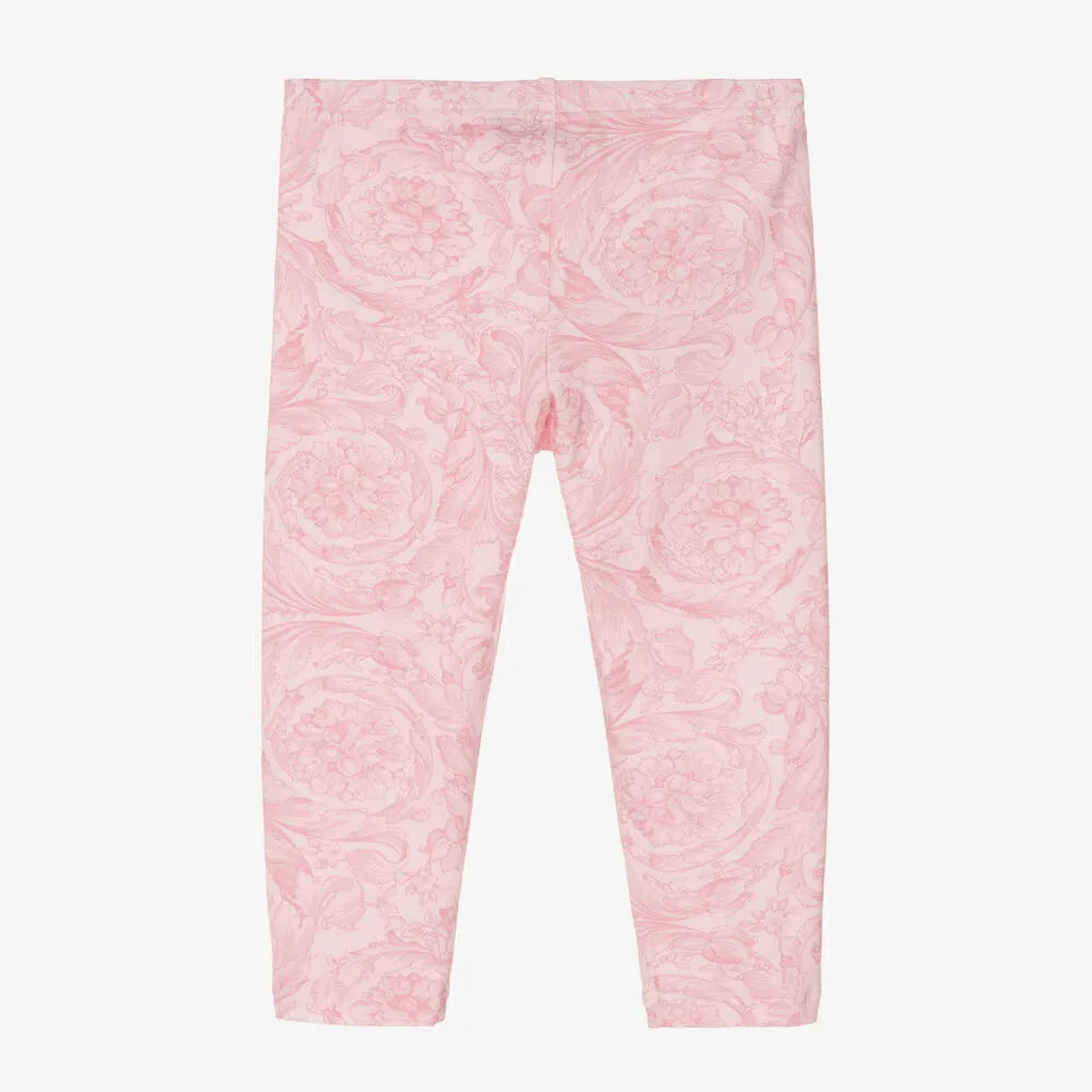 Baby Girls Pink Barocco Cotton Leggings