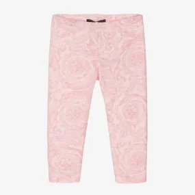 Baby Girls Pink Barocco Cotton Leggings