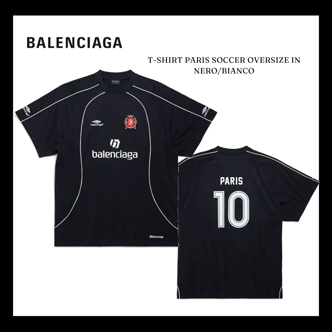 Balenciaga Men's Paris Soccer T-shirt - Oversized, Black/White