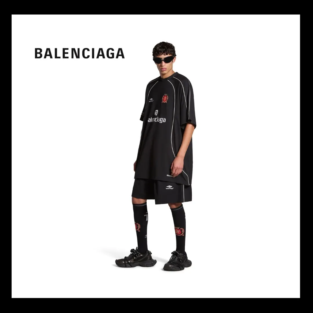 Balenciaga Men's Paris Soccer T-shirt - Oversized, Black/White