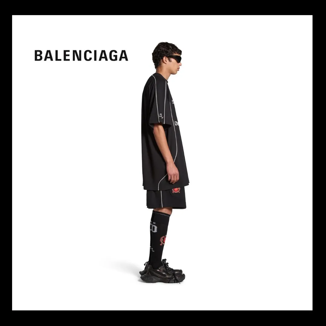 Balenciaga Men's Paris Soccer T-shirt - Oversized, Black/White