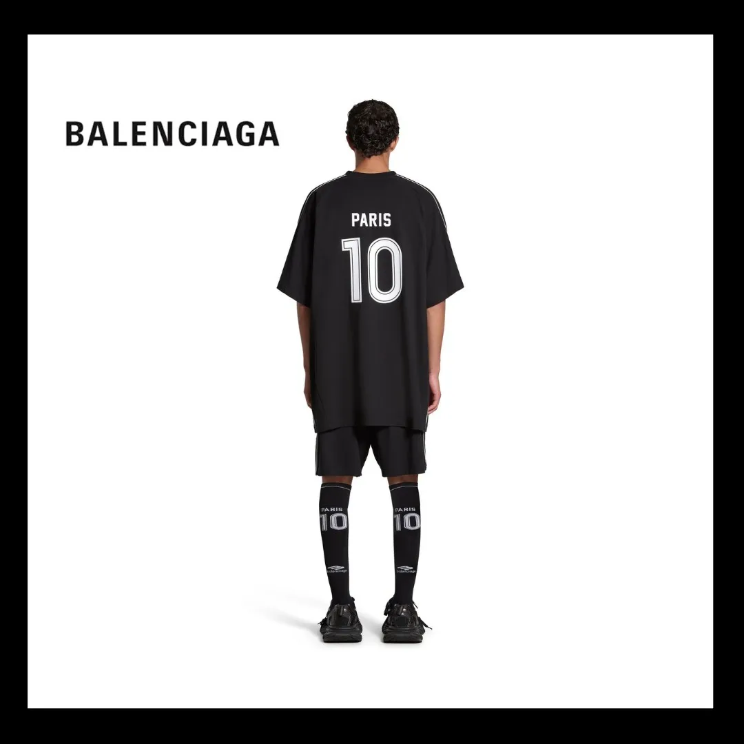 Balenciaga Men's Paris Soccer T-shirt - Oversized, Black/White