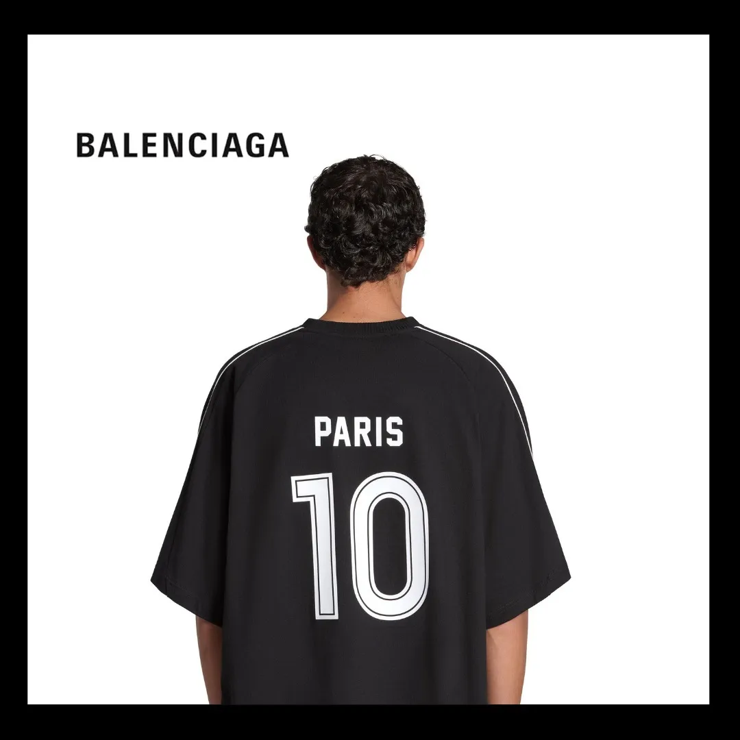 Balenciaga Men's Paris Soccer T-shirt - Oversized, Black/White