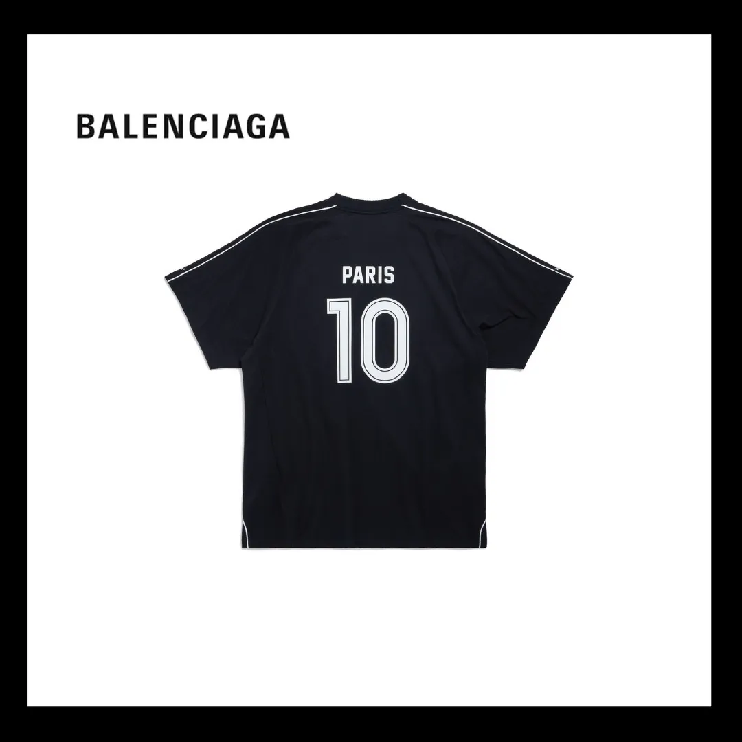 Balenciaga Men's Paris Soccer T-shirt - Oversized, Black/White