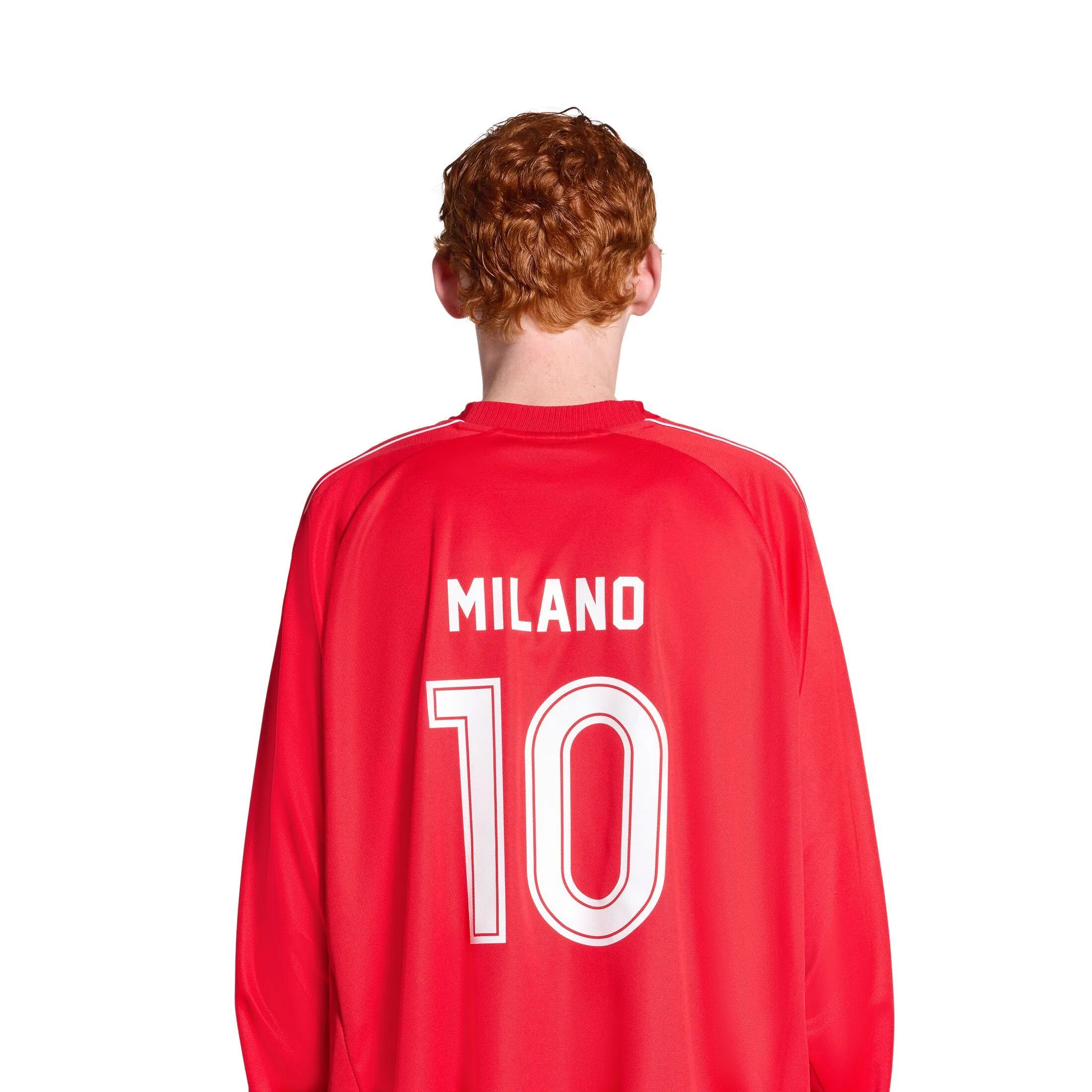 Balenciaga Men's Soccer Long Sleeve T-shirt Oversized - Red/White