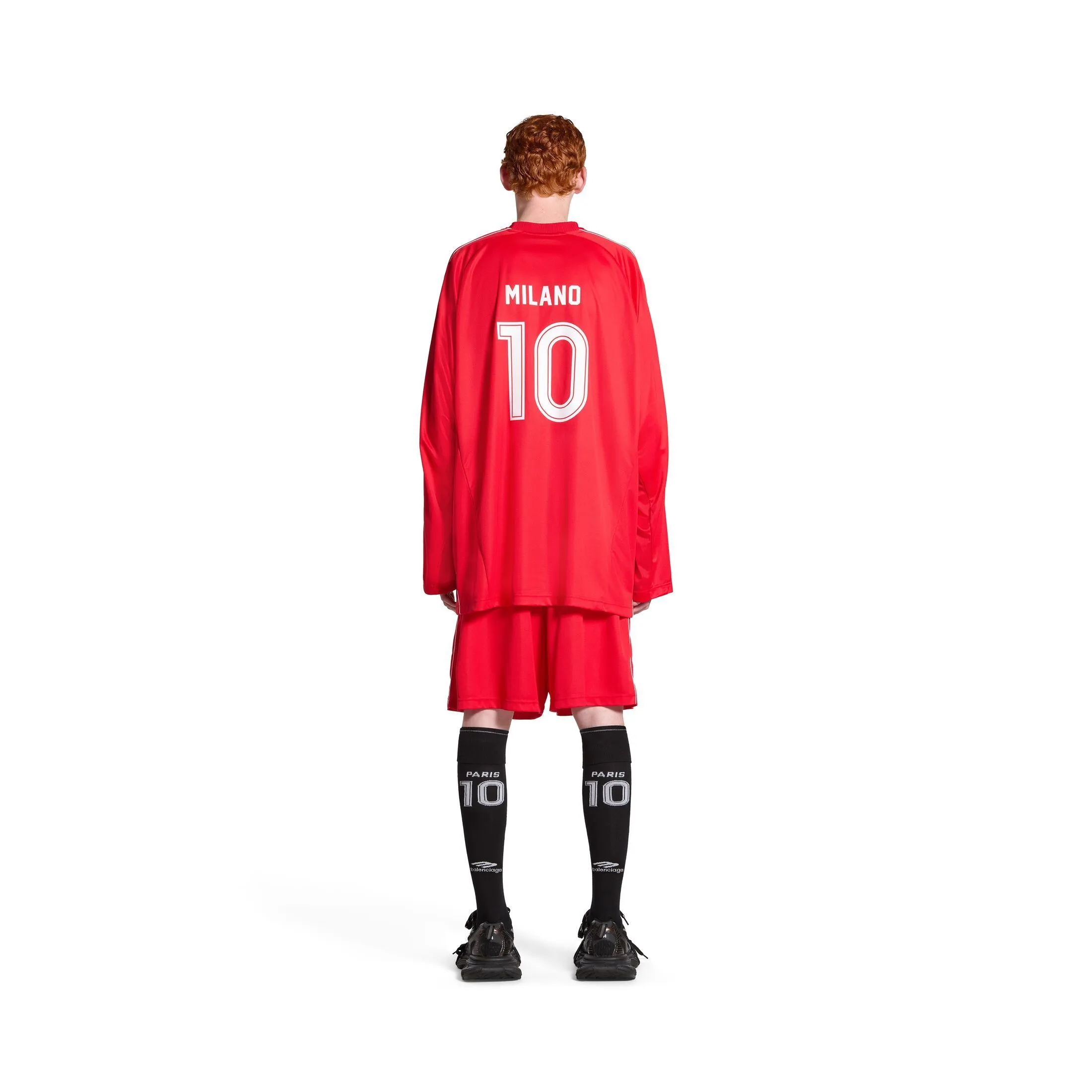 Balenciaga Men's Soccer Long Sleeve T-shirt Oversized - Red/White