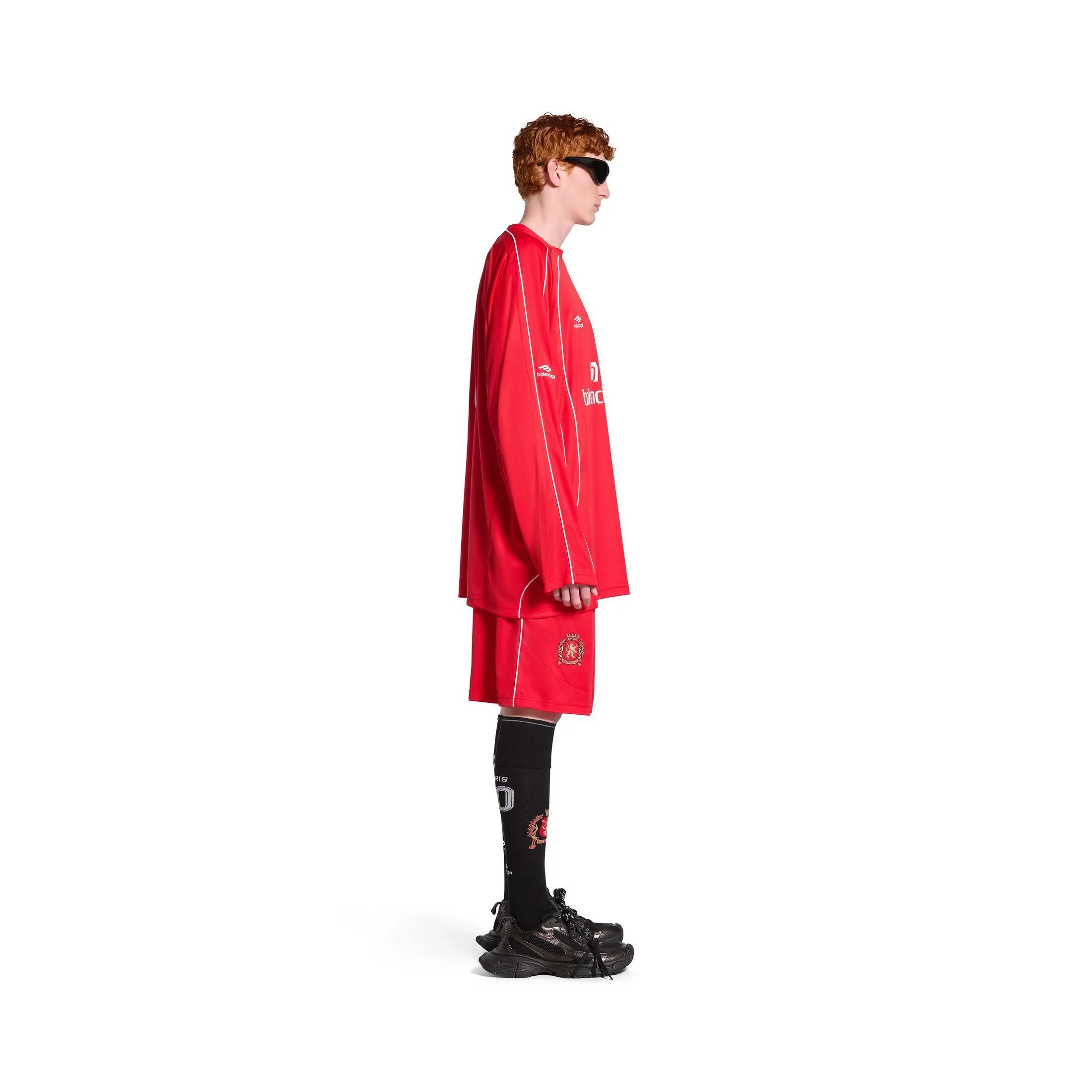 Balenciaga Men's Soccer Long Sleeve T-shirt Oversized - Red/White