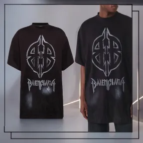 Balenciaga Metal BB Stencil T-shirt Oversized Black/White.