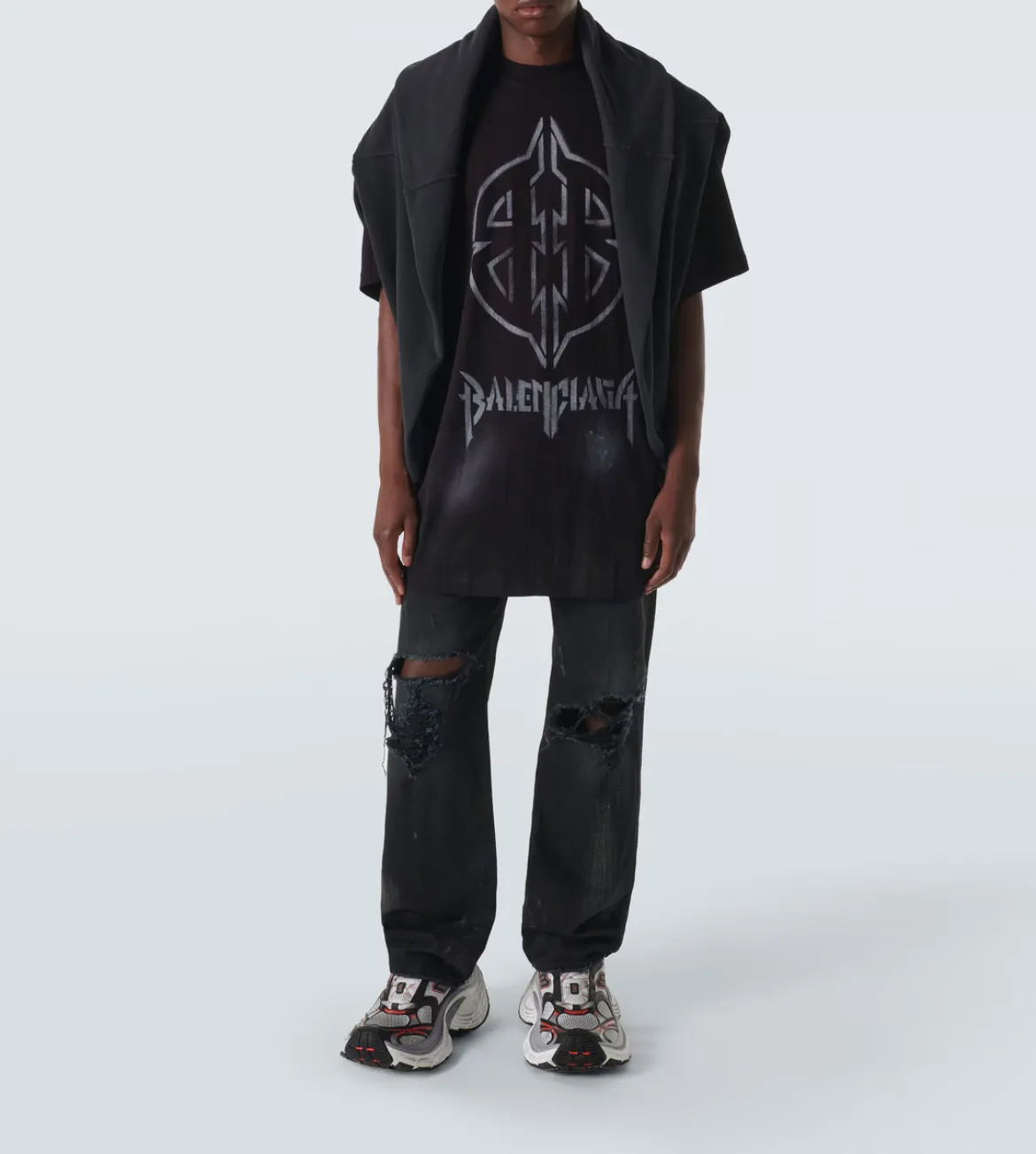 Balenciaga Metal BB Stencil T-shirt Oversized Black/White.