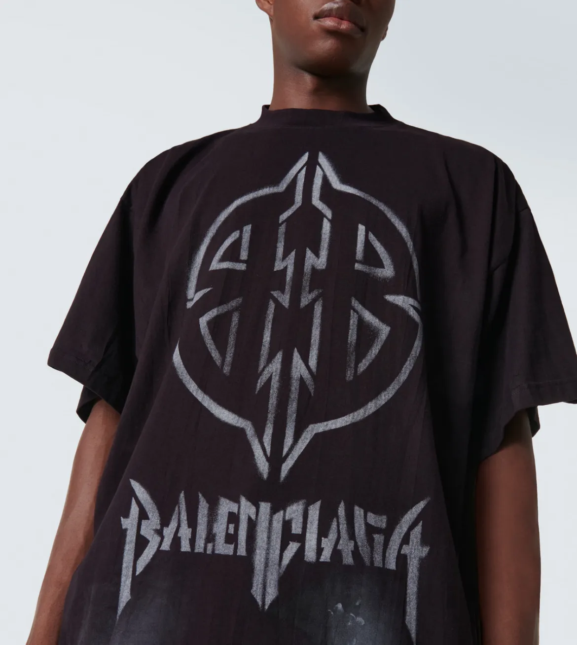 Balenciaga Metal BB Stencil T-shirt Oversized Black/White.