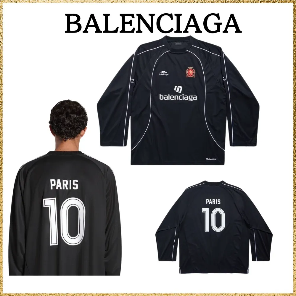 Balenciaga Paris Soccer Long Sleeve T-shirt | Black/White | Oversized