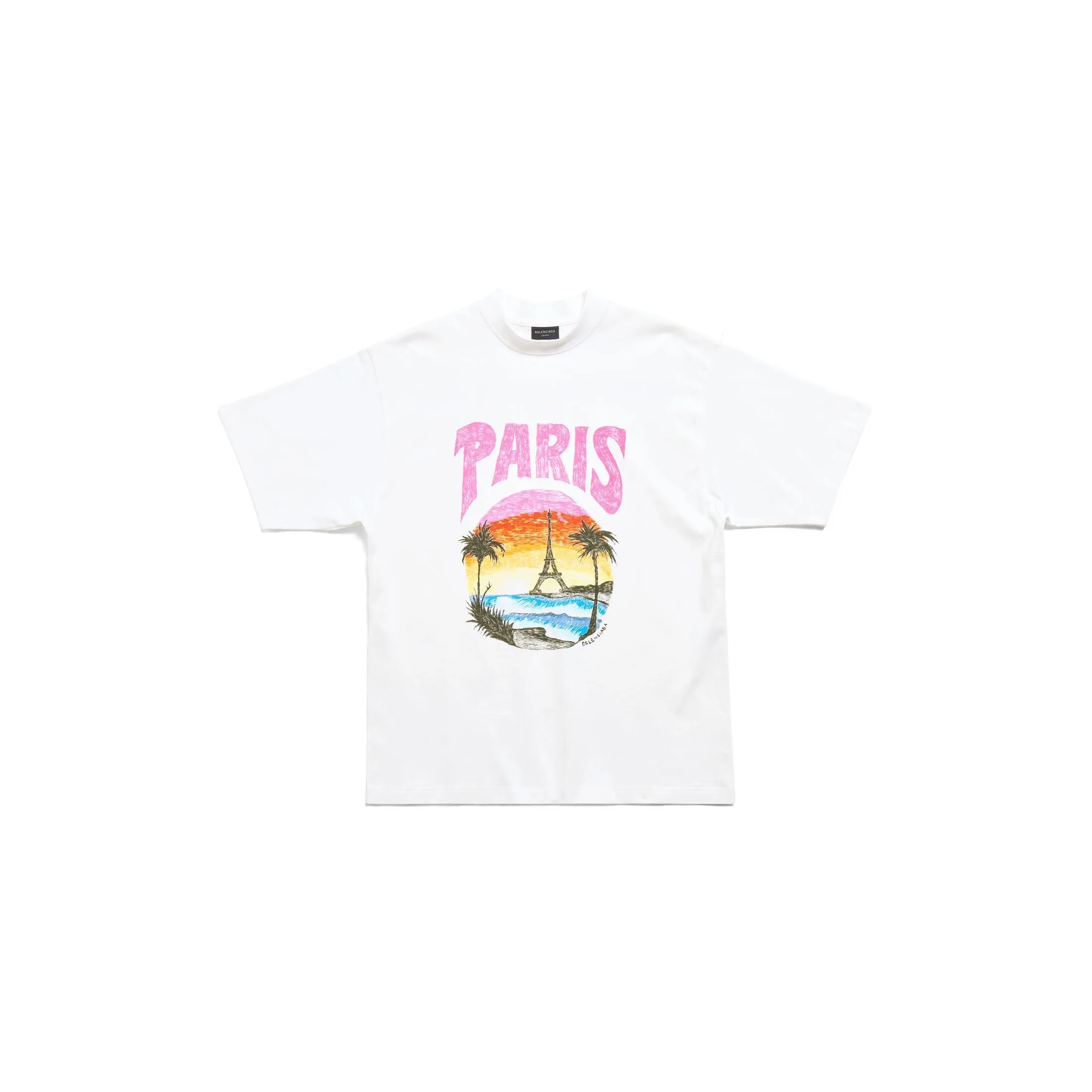 Balenciaga Paris Tropical T-shirt Medium Fit - White | Shop Now!