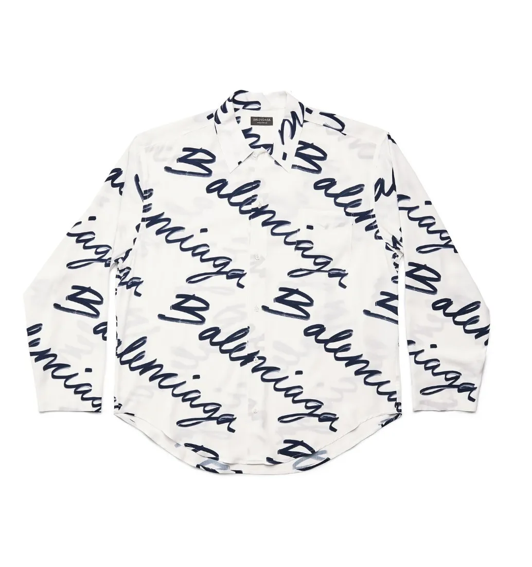 Balenciaga Scribble Minimal Shirt - White | Large Fit