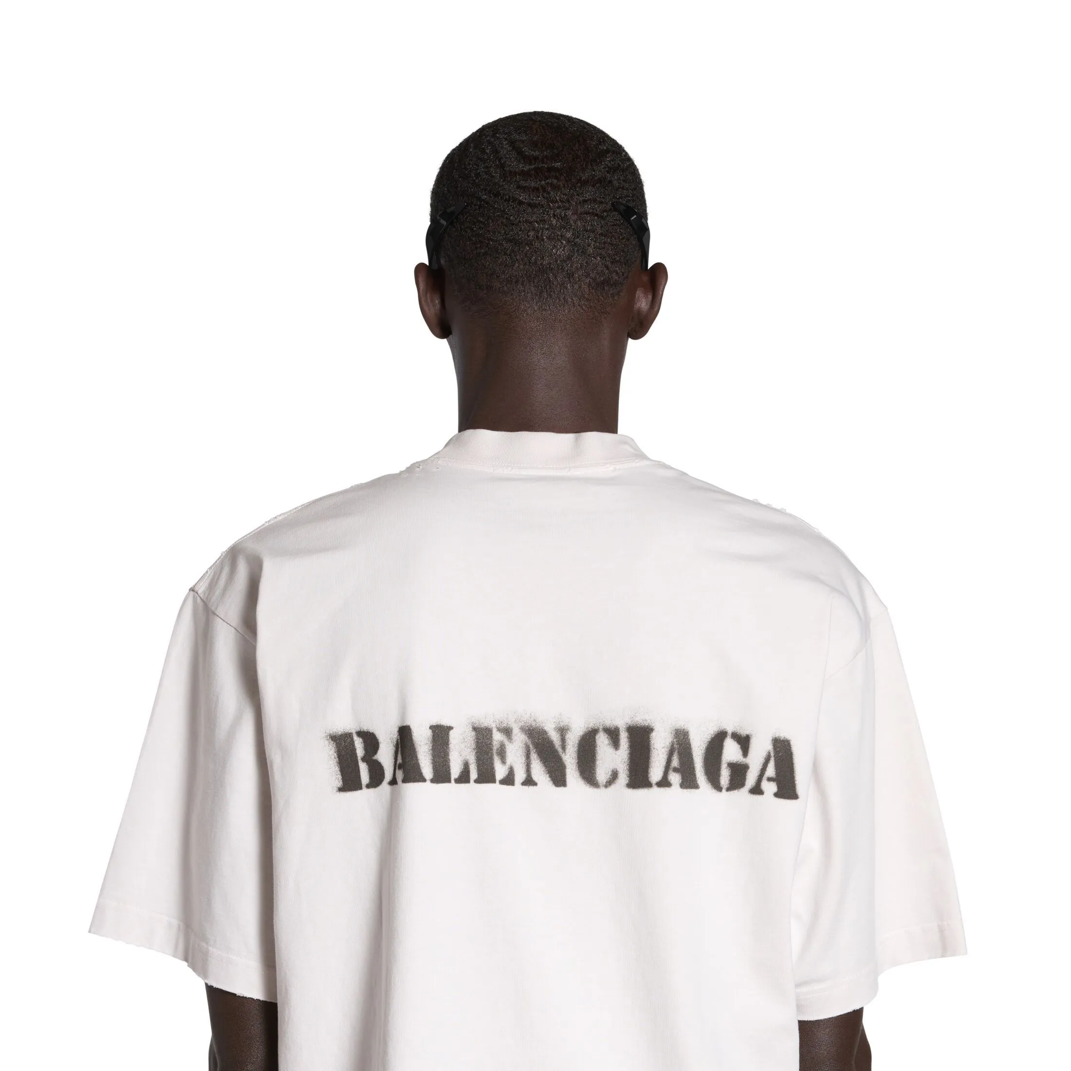 Balenciaga stencil type t-shirt medium fit off white black - Best price and free shipping