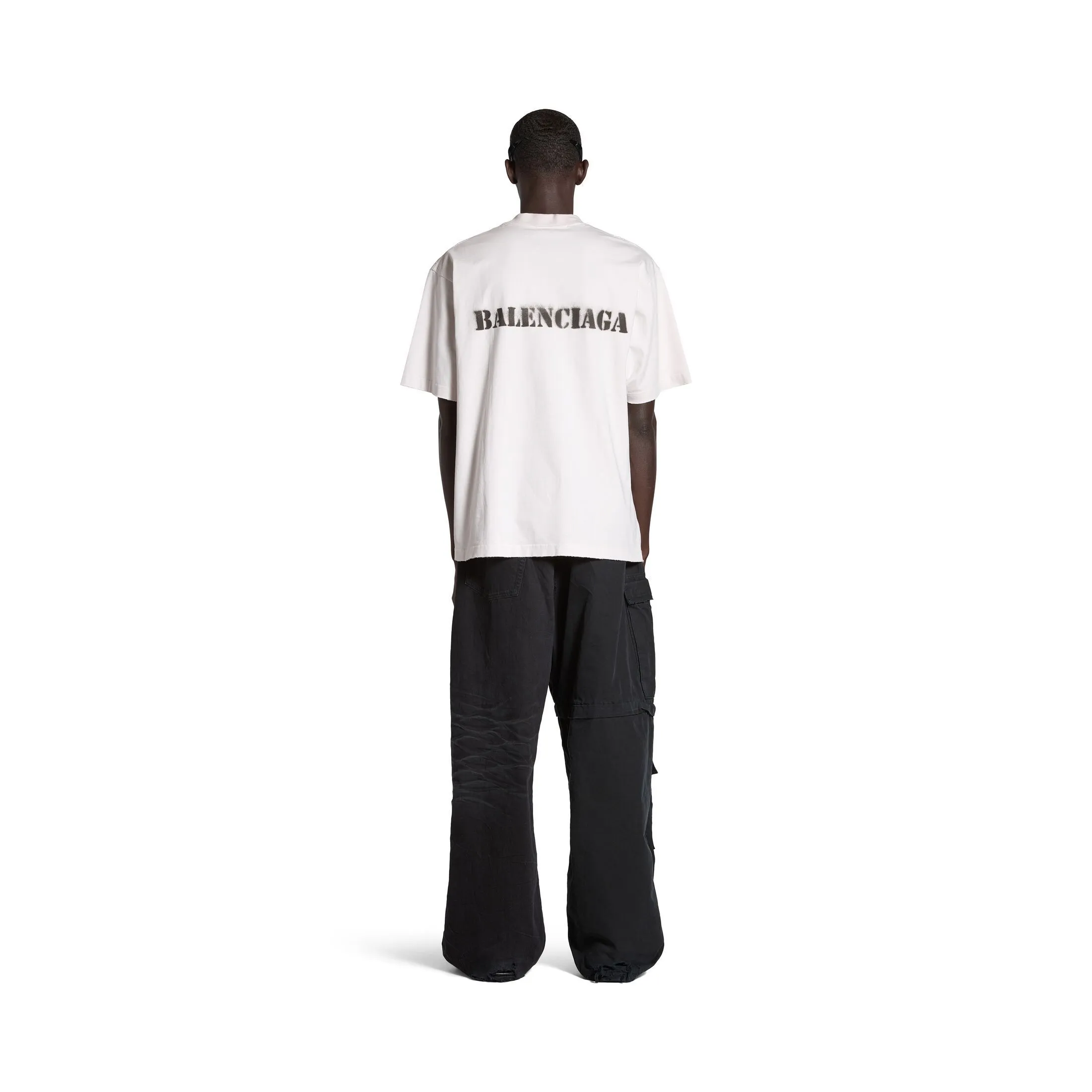 Balenciaga stencil type t-shirt medium fit off white black - Best price and free shipping