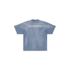 Balenciaga T-shirt Faded Blue Medium Fit