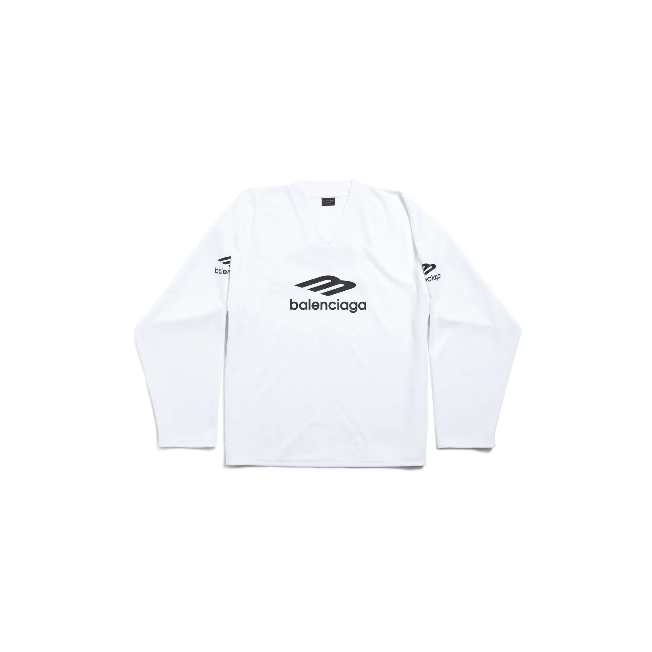 Balenciaga V-Neck Long Sleeve T-shirt with Luxury Logo