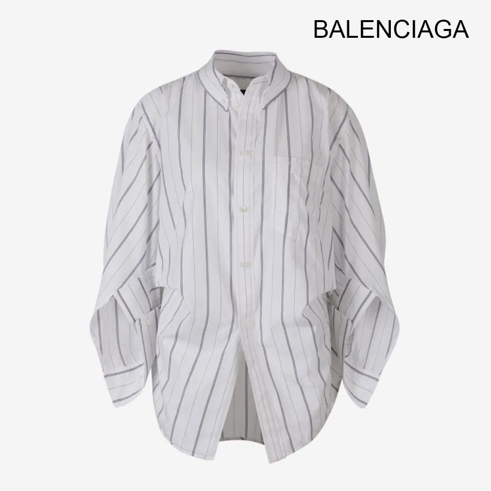 Balenciaga Women's Bb Corp Swing Twisted Shirt - Large Fit, White