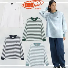 BEAMS Stripes Long Sleeves Cotton T-shirt