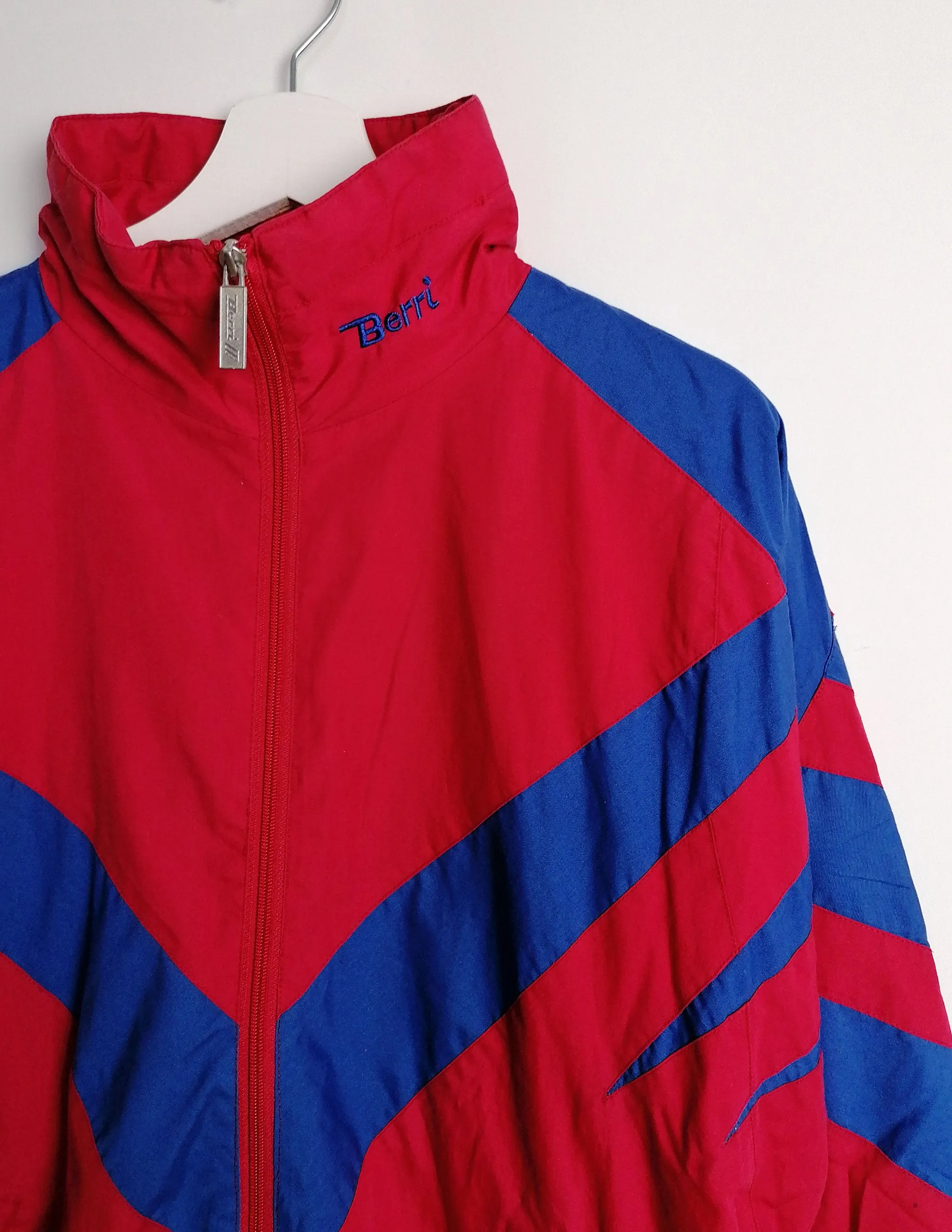 BERRI 90's Unisex Red and Blue Track Jacket - Size S - Shop Now