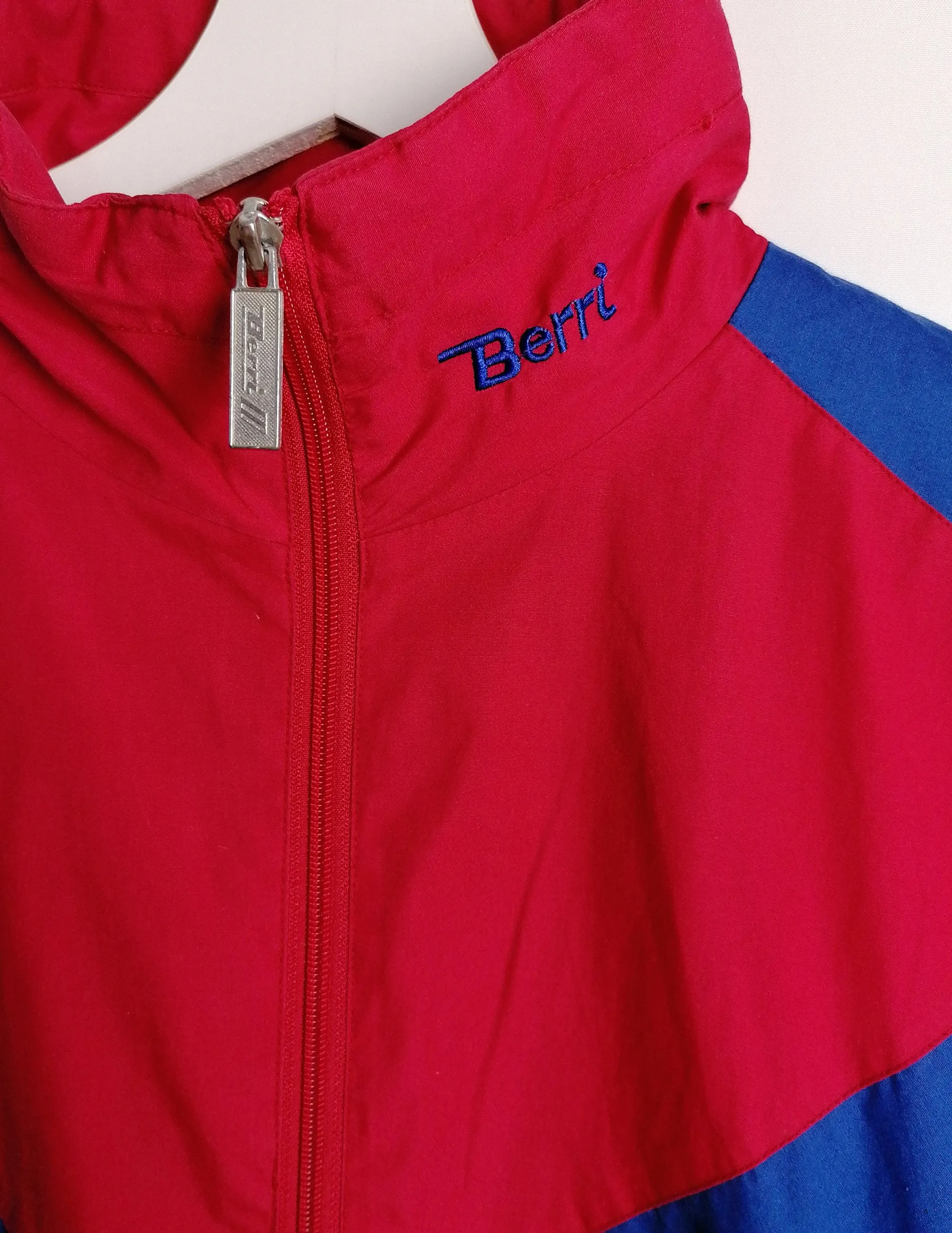 BERRI 90's Unisex Red and Blue Track Jacket - Size S - Shop Now