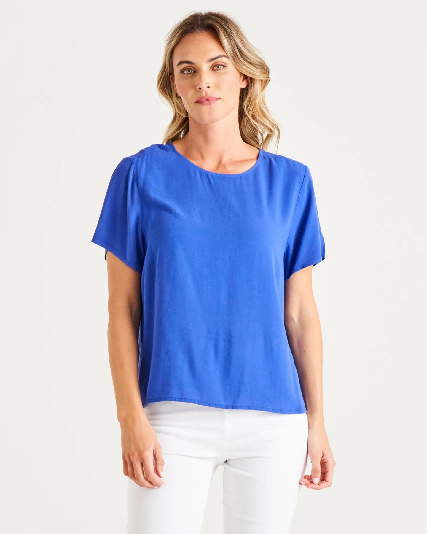 Betty Basics Sangria Top in Deco Blue