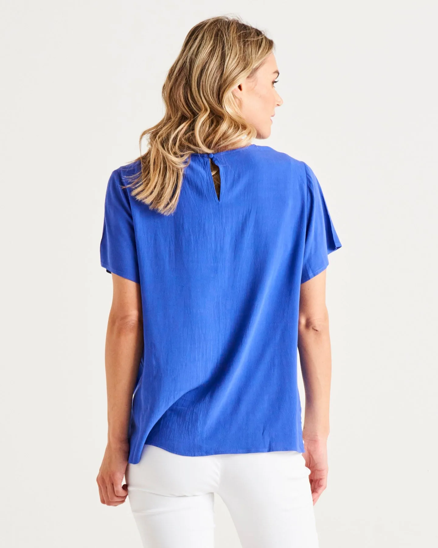 Betty Basics Sangria Top in Deco Blue