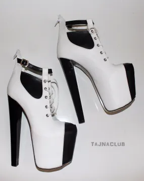 Black and White Lace-up Platform Boots - Shop Now!