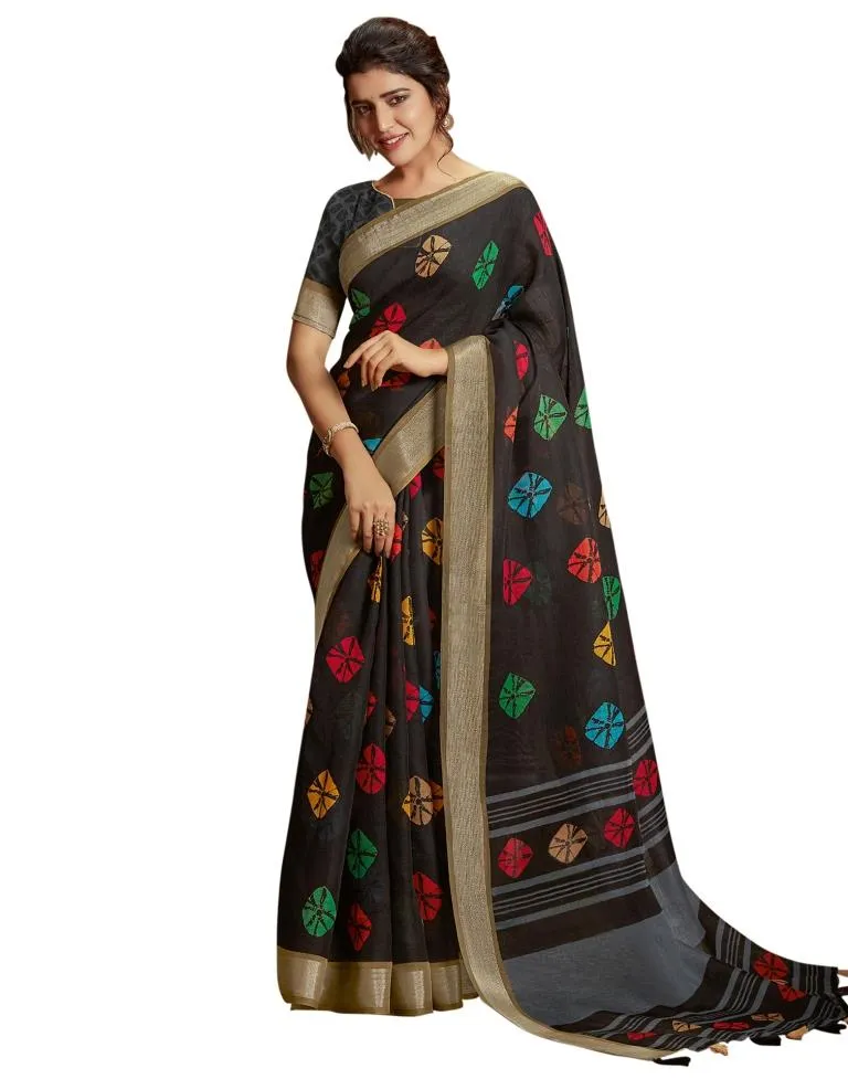 Black Cotton Saree