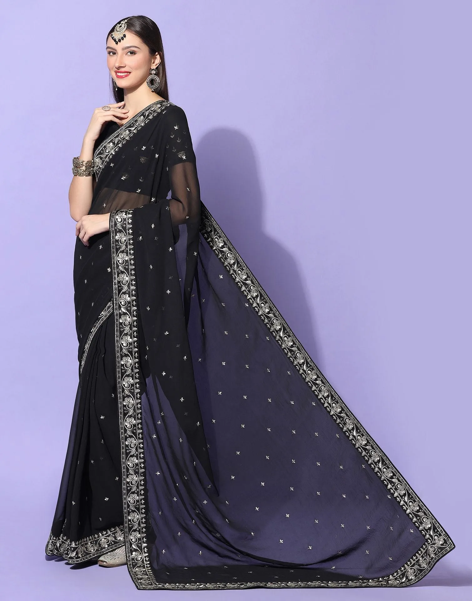 Black Embroidery Saree