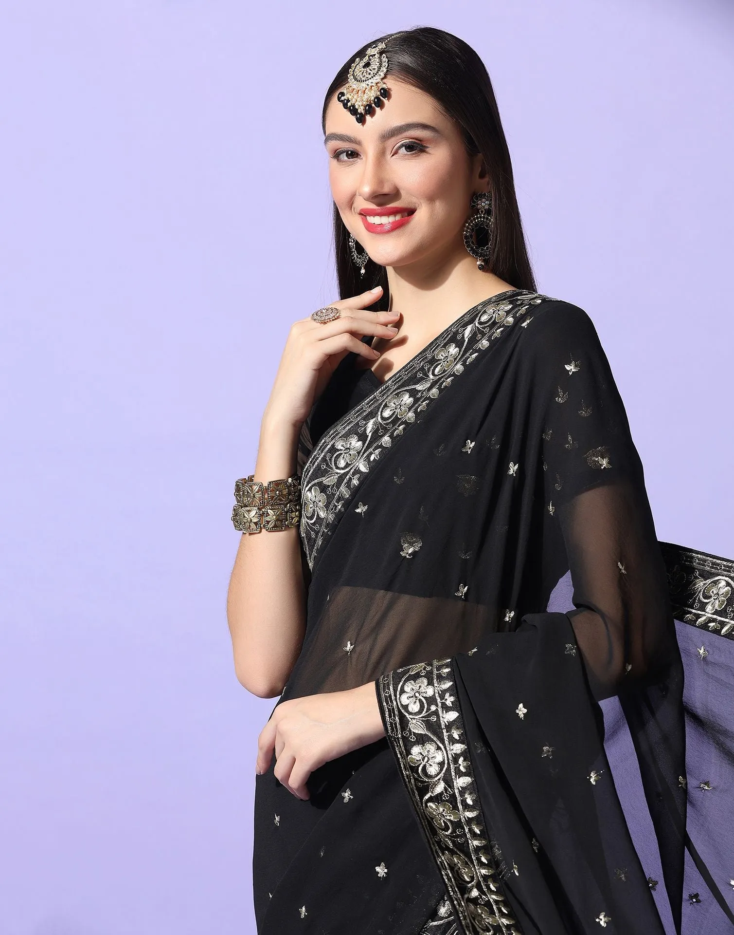 Black Embroidery Saree