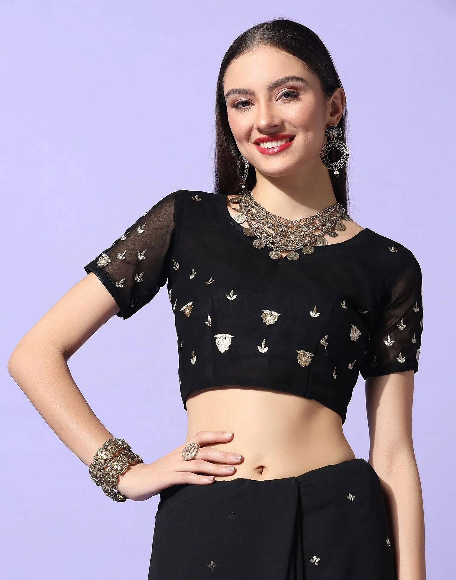 Black Embroidery Saree