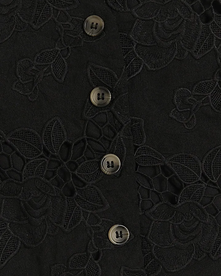 Black floral broderie waistcoat