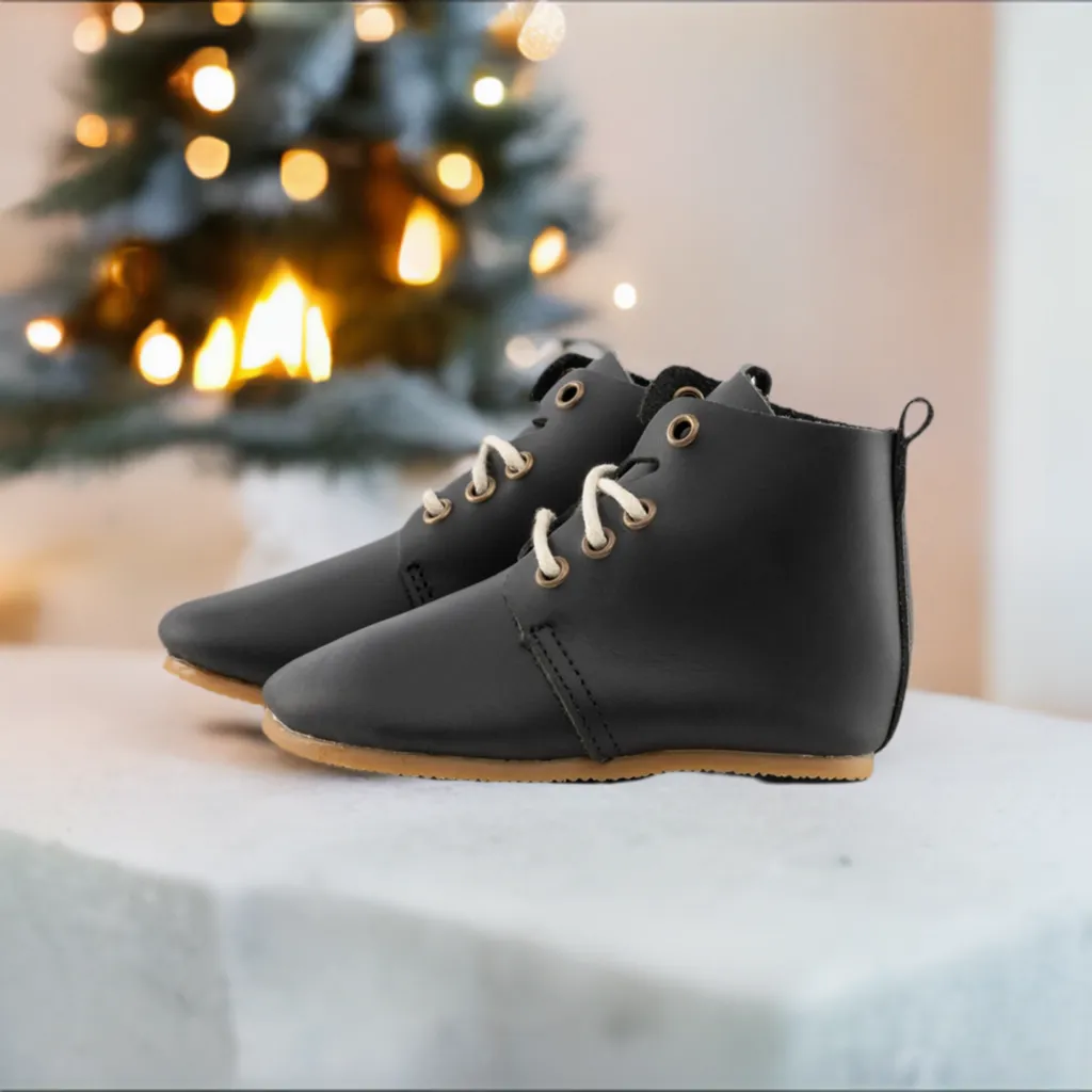 Black High Top Oxfords - Durable Sole