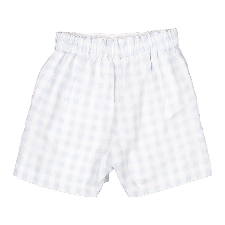 Blue Checkered Shorts Set